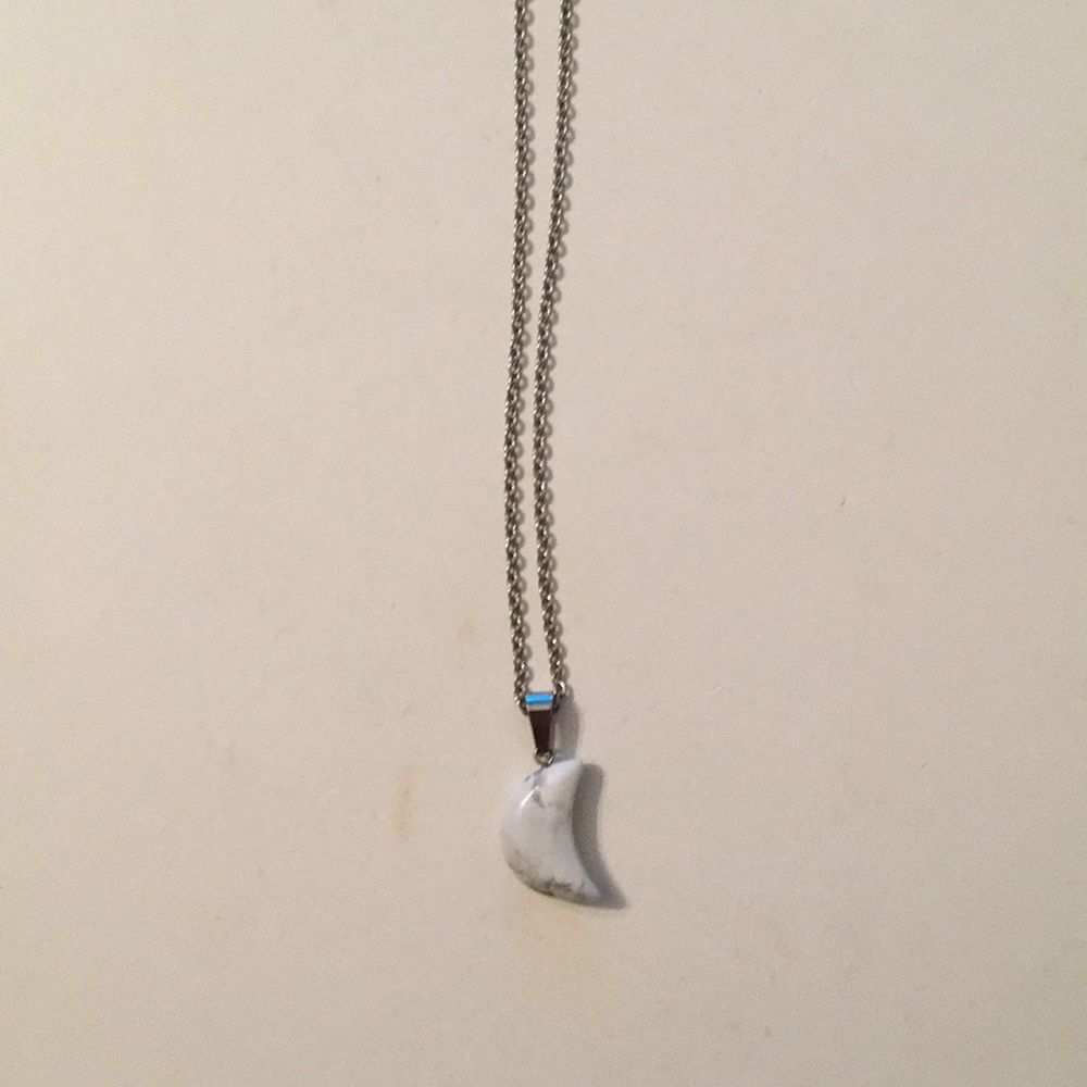 Moonstone crescent moon shaped necklace